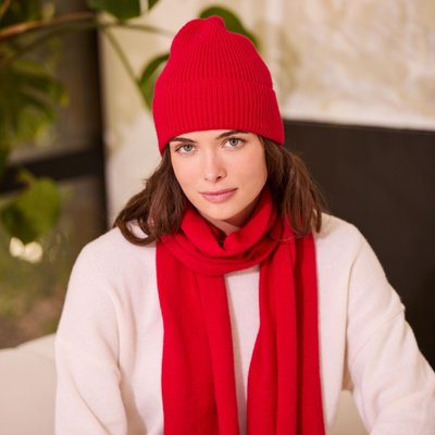 Cashmere Beanie - Cranberry