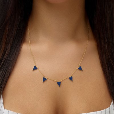 5 Heart Reversible Necklace - Yellow Gold