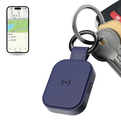 Leather Tag Tracker - Navy