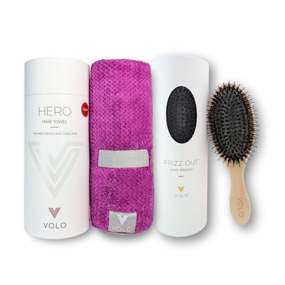 Hero Hair Towel & Frizz Out Hair Brush Duo - Orchid