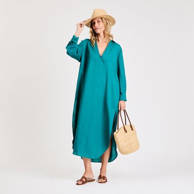 Linen Tunic Dress - Teal