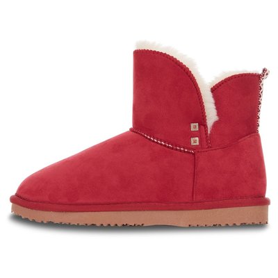 Women's Faux Fur Ankle Boots - Burgundy