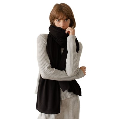 Waffle Blanket Scarf - Jet Black