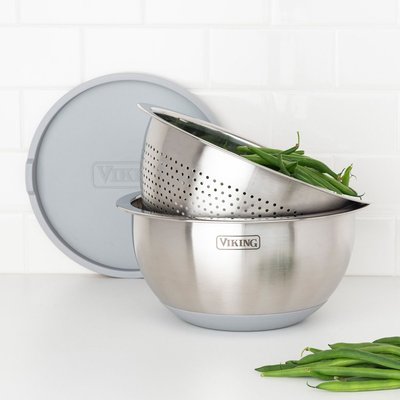 Stainless Steel Bowl & Lid (9-Piece Set) - Gray