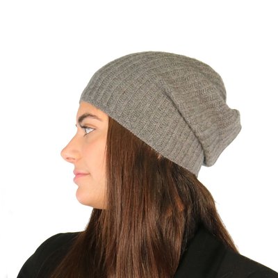 Slouchy Cashmere Hat - Medium Heather Grey