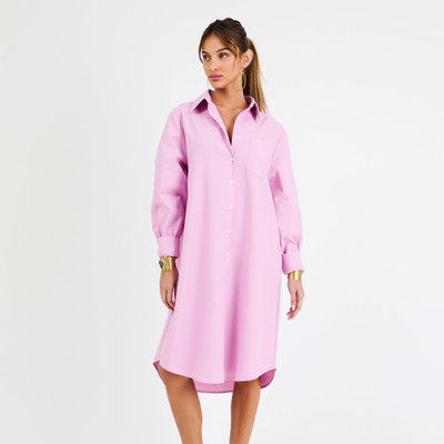 Linen Shirt Dress - Peony Pink