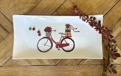 Rectangle Porcelain Tray - Bike
