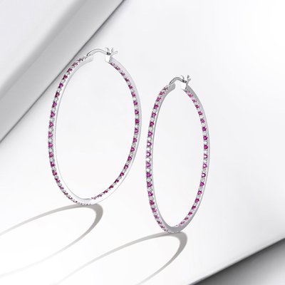 Celeste Radiance Hoop Earrings - Ruby