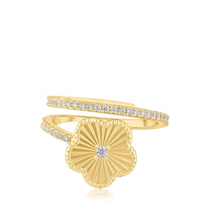 Etched Clover Charm Ring - 2 Color Options