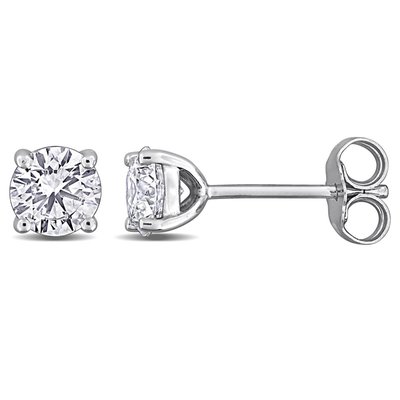 Solitaire Stud Earrings (1ct) - Sterling Silver