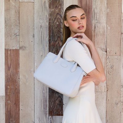 Leather Handbag - Aqua