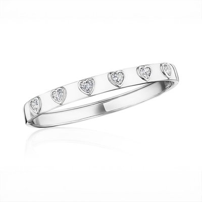 Heart Bangle Bracelet - White Gold