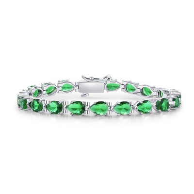 CZ Tennis Bracelet Pear Shape - Emerald