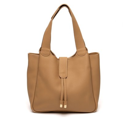 Shoulder & Cross Body Leather Tote - Capuccino