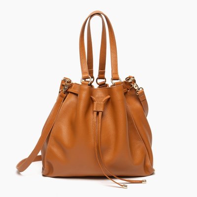 Leather Drawstring Handbag - British Tan