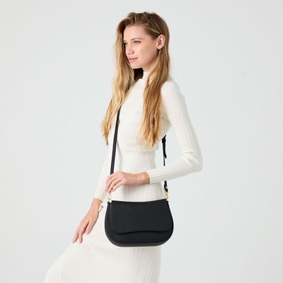 Crossbody/Shoulder Leather Bag - Black