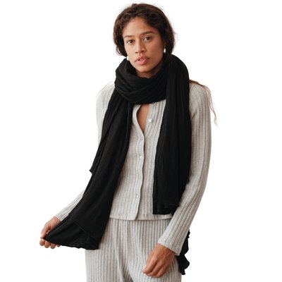 Rib Blanket Scarf - Jet Black