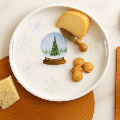 Round Serving Tray - Snow Globe