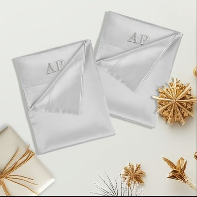 Monogrammed Satin Pillowcases (Set of 2) - Pearl White