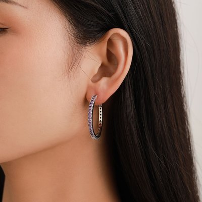 Opulent Glow Hoop Earrings - Amethyst
