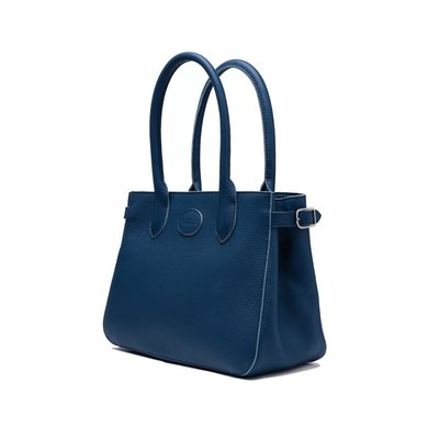 Leather Handbag - Navy