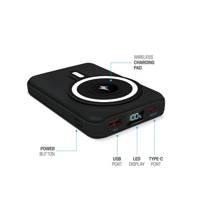 Wireless Charging Battery & Stand - Black