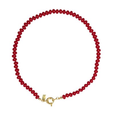 Stone Beaded Necklace - Red