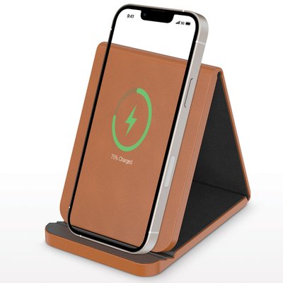 Folding Wireless Charging Stand - Tan/Black