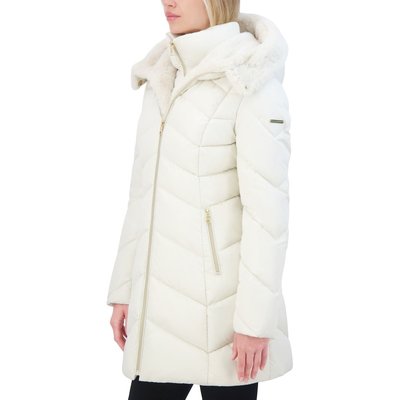 Quilted Puffer With Attached Zip Vestee  - Cream