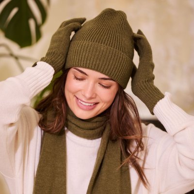 Cashmere Beanie - Moss Green