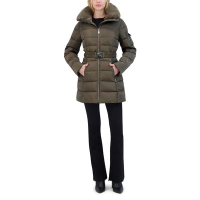 Belted Quilted Puffer  - Olive