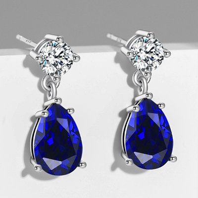 Imperial Nobility Peardrop Earrings - Platinum/Sapphire
