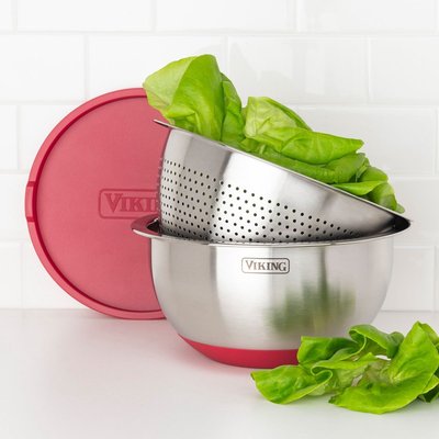 Stainless Steel Bowl & Lid (9-Piece Set) - Red