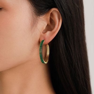 Lustre Bloom Hoop Earrings - Emerald