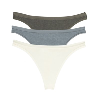 Organic Cotton Thong (3 Pack) - Off White/Slate/Sky Blue