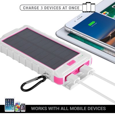 3 Port Solar Backup Battery - Pink/White