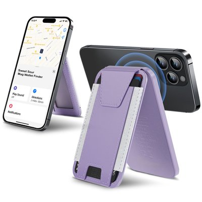 Leather Magnetic Wallet/Tracker/Stand - Purple