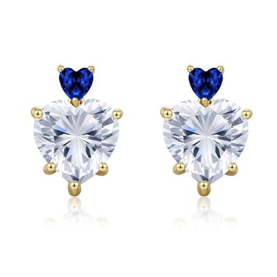 Stellar Prestige Geometric Drop Earrings - Gold/Sapphire