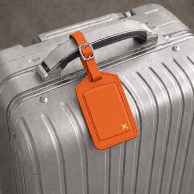 Leather Luggage Tag Trackers (2 Pack) - Orange