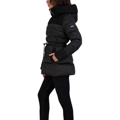 Mixed Media Anorak Puffer  - Black