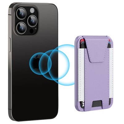 Leather Magnetic Wallet/Tracker/Stand - Purple