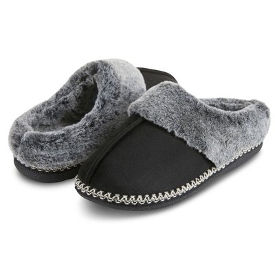 Women's Microsuede Indoor/Outdoor Slippers - Black