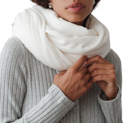 Rib Blanket Scarf - Crème