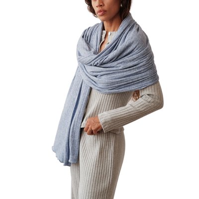 Rib Blanket Scarf - Denim