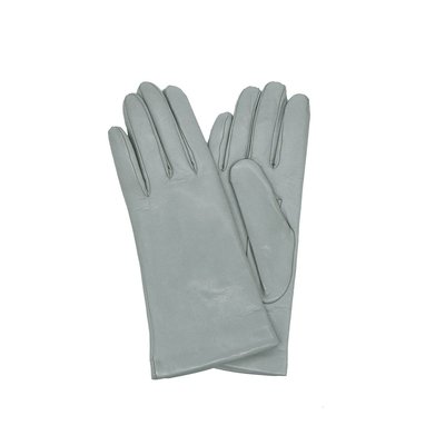 9" Leather Gloves With Cashmere Lining - Grey