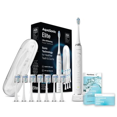 Electric Toothbrush & Whitening Strips Bundle - White