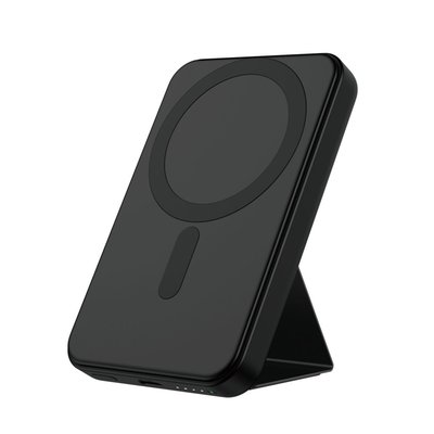 Magnetic Wireless Power Bank with Stand - Black