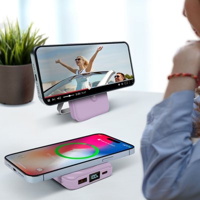 Wireless Charging Battery with Stand - Lavender