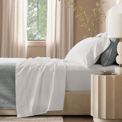 Signature Hemmed Sheet Set - White Textured Stripe