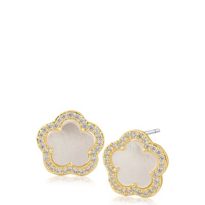 Pave Trim Clover Earrings - 2 Color Options
